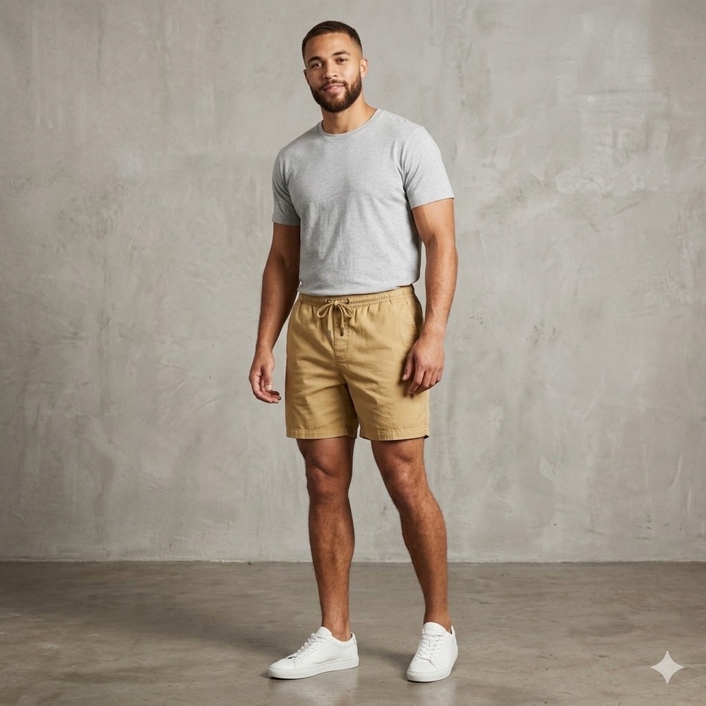 Gap Mens Size XXL Khaki Chino Shorts Tan Drawstring Elastic Waist Stretch Summer